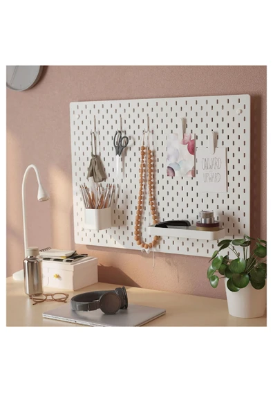 IKEA Skadis 7'li pano aksesuarları, çelik raf, kutu ataş ve kanca - Resim 5