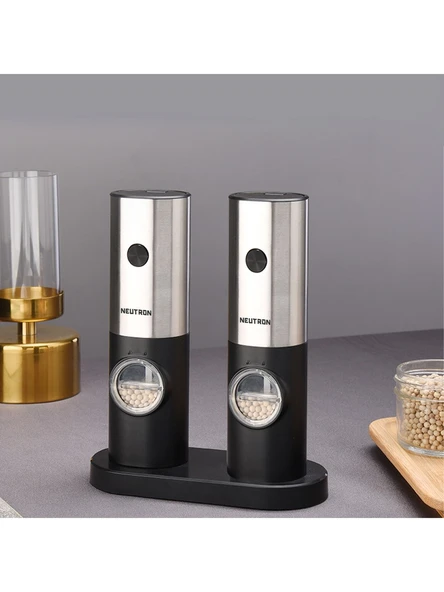 Neutron NTL-PG-22D Pilli LED Işıklı Tuz Karabiber Değirmeni Otomatik Baharat Öğütücü 2li Paket - 2