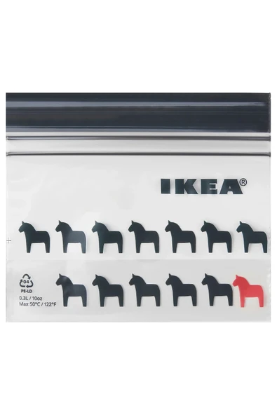 IKEA Istad Kilitlenebilir Buzdolabı Poşeti, Siyah-desenli, 0,3 Lt, 25 Adet 90540669