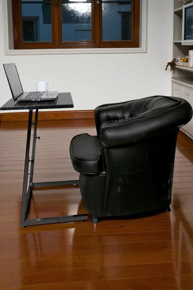 Yükseklik Ayarlı Çok Amaçlı Zigon Fonksiyonel Laptop Sehpası - Siyah - Resim 3