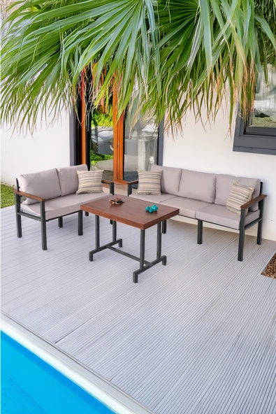 NEOKAS Bahce Mobilyası, Modern Balkon Mobilyası, Kafe Oturma Takımı, Teras Koltugu,Balkon Oturma Grubu 2+3+M ürün görseli