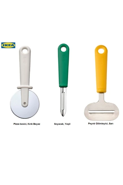 IKEA Uppfylld Pizza Kesici + Yeşil Soyacak + Peynir Dilimleyici 1 Rer Adet
