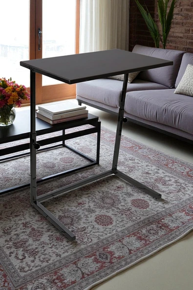 Yükseklik Ayarlı Çok Amaçlı Zigon Fonksiyonel Laptop Sehpası - Siyah - Resim 2