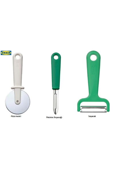 IKEA Uppfylld Pizza Kesici + Yeşil Patates Soyacağı + Yeşil Soyacak 1 Rer Adet Dfitset ürün görseli