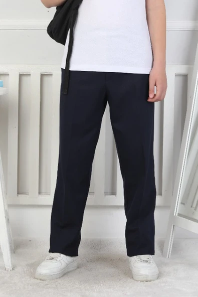 Kız Çocuk  Beli Lastikli ve Kordonlu Likralı Okul Pantolonu 10-15 Yaş 12279 - 1