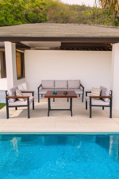 NEOKAS Bahce Mobilyası, Modern Balkon Mobilyası, Kafe Oturma Takımı, Teras Koltugu, 1+1+3+M - Resim 3