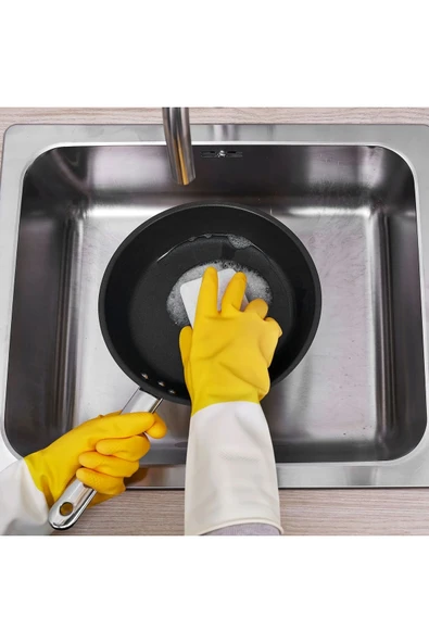 IKEA Rınnıg Genel Temizlik Ve Bulaşık Eldiveni, Parlak Sarı-kırık Beyaz Eldiven, S, 1 Çift - 2