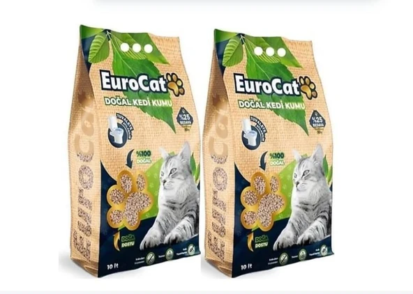EuroCat Hızlı Topaklaşan Doğal Kedi Kumu 10 Lt 3.75 Kg 2 ADET ürün görseli