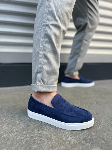 JY180 Estilo X Bağcıksız Süet Erkek Günlük Spor Klasik Ayakkabı SBT - Lacivert - 1