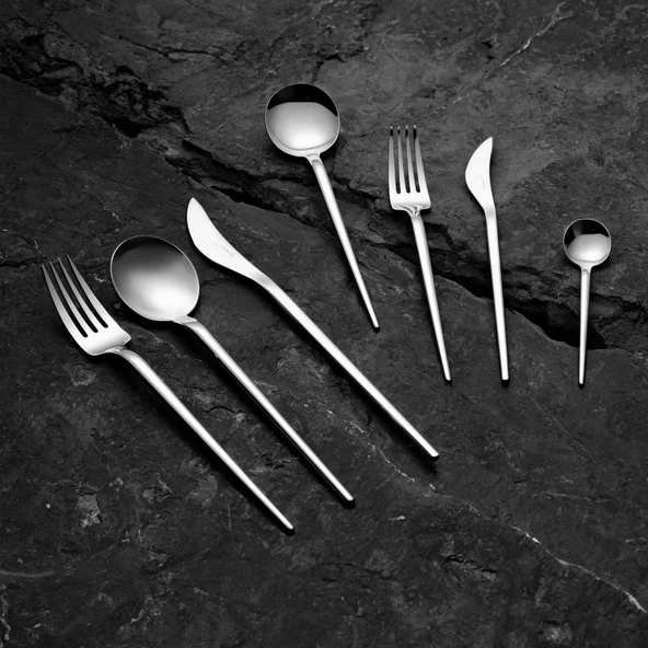 Jumbo 4400 Fallen 84 Parça 12 Kişilik Çelik Çatal Kaşık Bıçak Takımı - Resim 5
