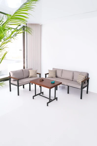 NEOKAS Bahce Mobilyası, Modern Balkon Mobilyası, Kafe Oturma Takımı, Teras Koltugu,Balkon Oturma Grubu 2+3+M - Resim 3