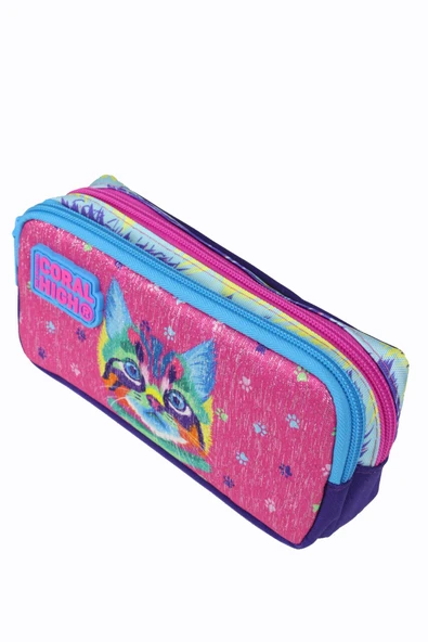 CH 23477 Renkli Kedi - 3' Lü Okul Çantası Seti - Sırt Ve Beslenme Çantası + Kalemlik - 5