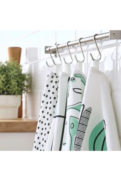 IKEA Kurulama Bezi Meridyendukkan Beyaz-yeşil Pamuk 45x60 Cm 4adet - Resim 2