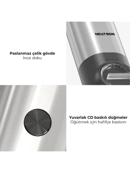 Neutron NTL-PG-22D Pilli LED Işıklı Tuz Karabiber Değirmeni Otomatik Baharat Öğütücü 2li Paket - 5