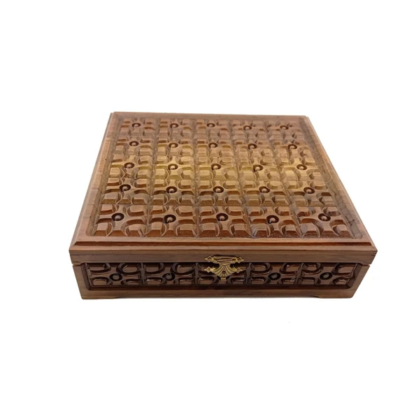 Ceviz El Oyması İşlemeli Mücevher Takı Aksesuar Kutusu ürün görseli 1