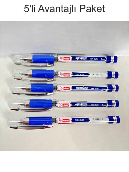 MİKRO MK-8526 GEL PEN İMZA KALEMİ MAVİ 0.1 MM UÇ 5 li Paket