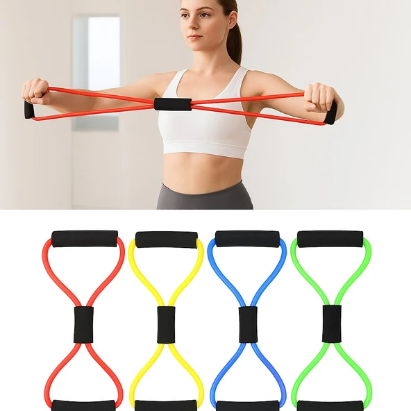 Pilates Direnç Lastiği Egzersiz, Esneme, Fitness ve Evde Spor İçin Dayanıklı Lastik - 3