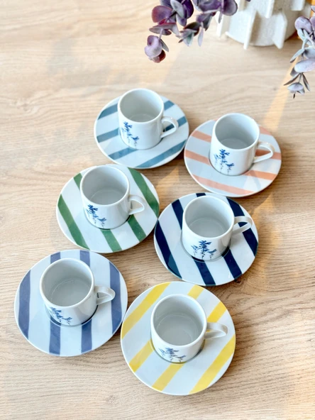 Porland Girye 6 Kişilik 12 Parça Kahve Fincan Takımı - 3