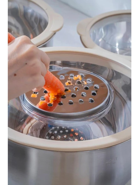 Acar Focus Pro Rendeli 9 Parça Karıştırma Saklama Kabı Krem 08121 - 8