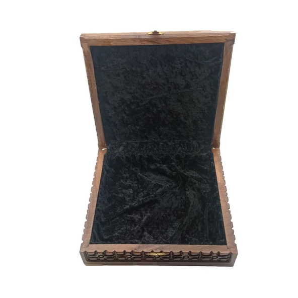 Ceviz El Oyması İşlemeli Mücevher Takı Aksesuar Kutusu - Resim 3