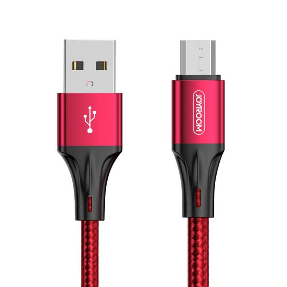 Joyroom S-0230N1 0.2m 3A USB -Mikro Data Sync Şarj Kablosu Kırmızı