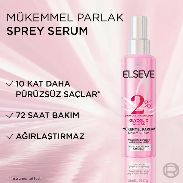 L'Oréal Paris Elseve Glycolic Gloss Mükemmel Parlaklık Veren Saç Bakım Sprey Serumu 150ml - Resim 4