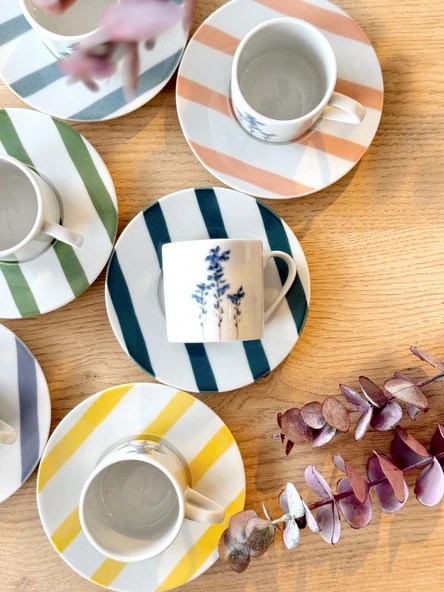 Porland Girye 6 Kişilik 12 Parça Kahve Fincan Takımı - 5