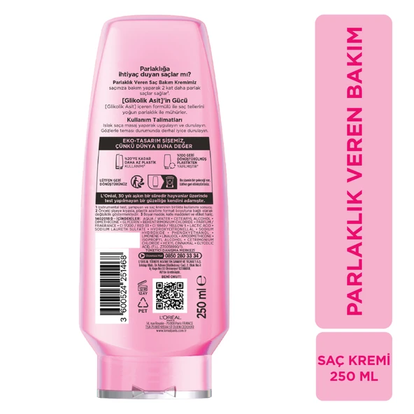 L'Oréal Paris Elseve Glycolic Gloss Parlaklık Veren Saç Bakım Kremi 250ml - Resim 7