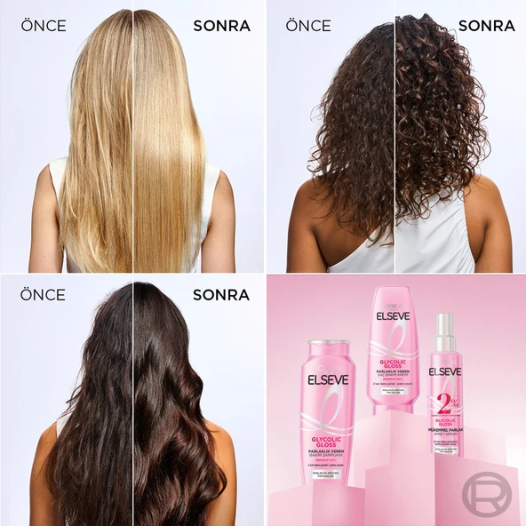 L'Oréal Paris Elseve Glycolic Gloss Parlaklık Veren Saç Bakım Kremi 250ml - Resim 5