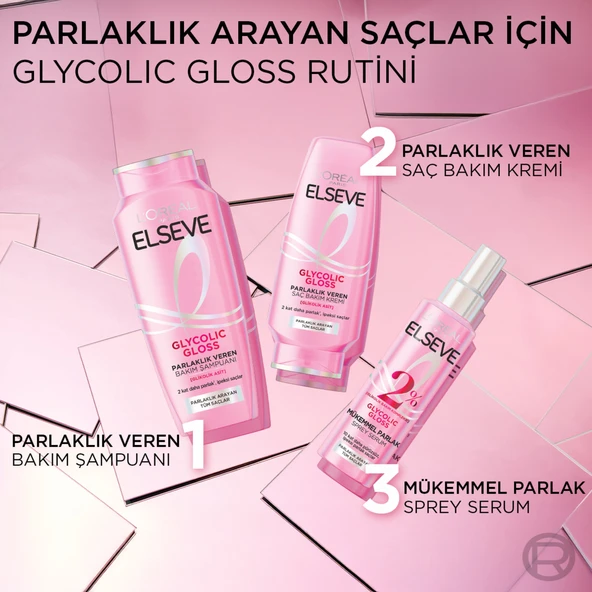 L'Oréal Paris Elseve Glycolic Gloss Mükemmel Parlaklık Veren Saç Bakım Sprey Serumu 150ml - Resim 7