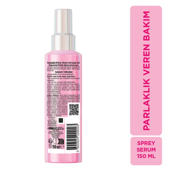 L'Oréal Paris Elseve Glycolic Gloss Mükemmel Parlaklık Veren Saç Bakım Sprey Serumu 150ml - Resim 8