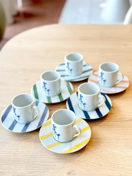 Porland Girye 6 Kişilik 12 Parça Kahve Fincan Takımı