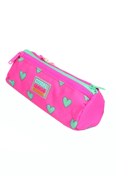 CH 23113 Pembe Yeşil Kalpli - 3' Lü Okul Çantası Seti - Sırt Ve Beslenme Çantası + Kalemlik - 5