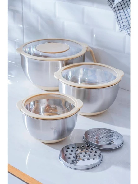 Acar Focus Pro Rendeli 9 Parça Karıştırma Saklama Kabı Krem 08121