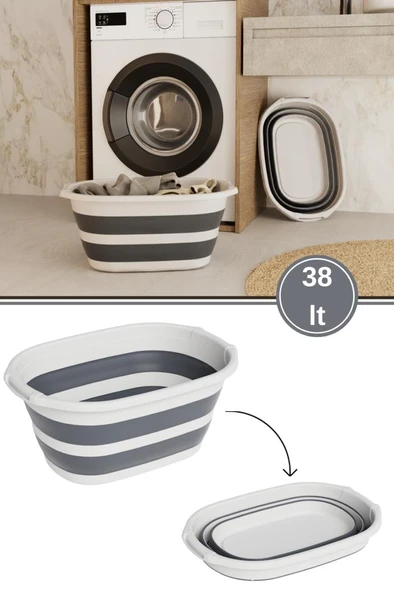 38 litre Büyük Katlanır Sepet, Geniş Hacimli Akordiyon Çamaşır Selesi Oyuncak Kutusu Organizer 38lt ürün görseli 1