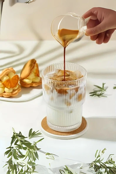 Mithra Life 2 Adet 300 ML Origami Stil Isıya Dayanıklı Su Meşrubat Kahve Cam Bardak MIT1199 - Resim 2