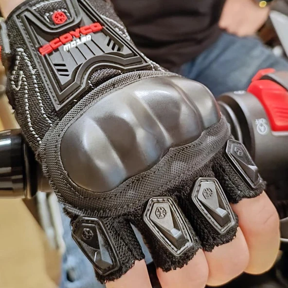 Scoyco Mc12-D Korumalı Kısa Motosiklet Eldiveni Siyah - 2