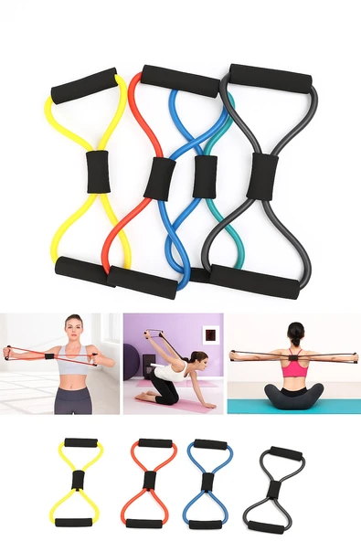 Pilates Direnç Lastiği Egzersiz, Esneme, Fitness ve Evde Spor İçin Dayanıklı Lastik - 4
