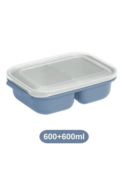 2 Adet İki Bölmeli Saklama Kabı, Taşınabilir Kahvaltılık Diyet Beslenme Kutusu 2’li Set (600+600ml) - Resim 2