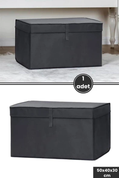 Maxi Kutu Hurç, Çarşaf Nevresim Yastık Kıyafet Düzenleyici Mukava Destekli (50x40cm) 1 Adet Antrasit ürün görseli 1