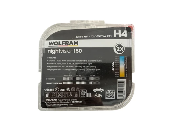 WOLFRAM H4 12V %150 GÜÇLÜ %20 BEYAZ IŞIK AMPUL - 2