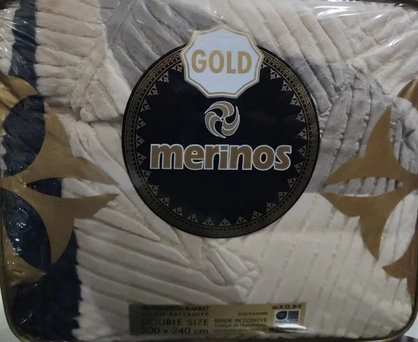 Merinos Gold 4,5 Kg Embos Çift Kişilik Battaniye 200x240 Gri Bej - 1