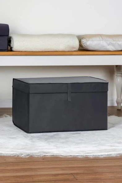 Maxi Kutu Hurç, Çarşaf Nevresim Yastık Kıyafet Düzenleyici Mukava Destekli (50x40cm) 1 Adet Antrasit - Resim 3