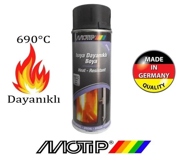 Motip Isıya Dayanıklı Sprey Boya 690 Derece Siyah 400 ML - 2