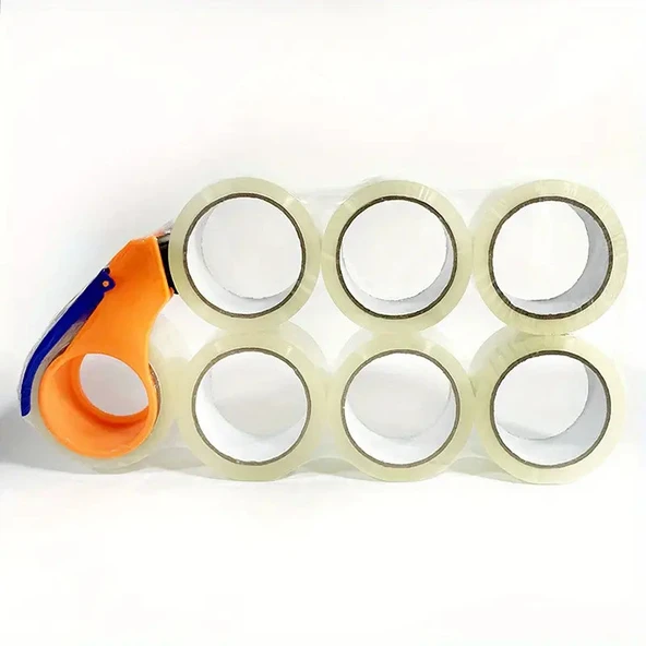 Koli Bantlama Seti - Bant Kesme el Aleti ve Şeffaf Koli Bandı 45cm X 40mt (6 adet) - Resim 2