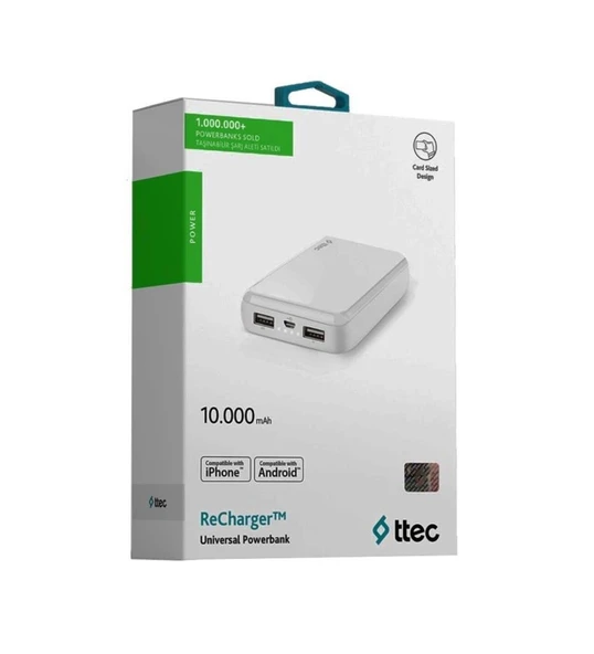 OUTLET Ttec ReCharger S 2A Powerbank 10000 mAh Beyaz - 2BB174B OUTLET - Resim 6