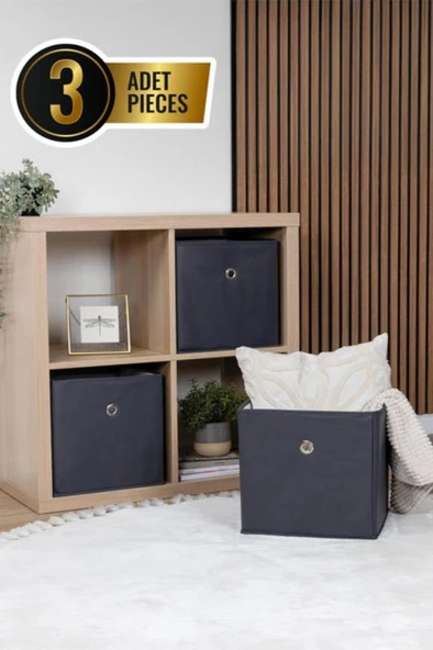 3'lü Çamaşır Oyuncak Raf Düzenleyici Set, Kapaksız Dolap İçi Saklama Kutusu (30x30x30cm) 3 Adet - Resim 4