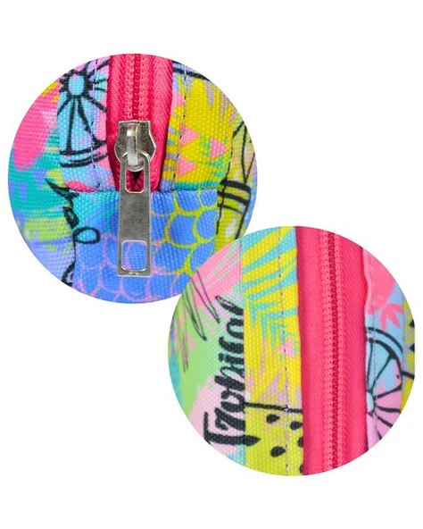 Temel Tropical Desenli Tek Gözlü Kalem Çantası - Resim 3