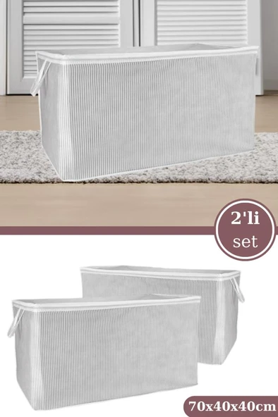 2’li Maksi Yastık Hurcu Seti, Yastık Yorgan Kıyafet Çamaşır Düzenleyici (70x40x40cm) 2 Adet ürün görseli 1