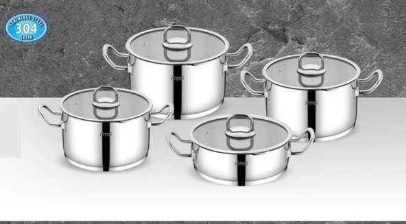 FMS Vizyon 8 Parça Çelik Tencere Takımı Metal Kulp
